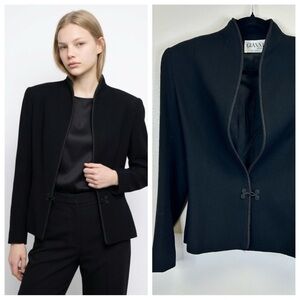 Vintage Gianni Sport Goth Witchy Elegant Black Blazer Size 4 Embroidered Vampire